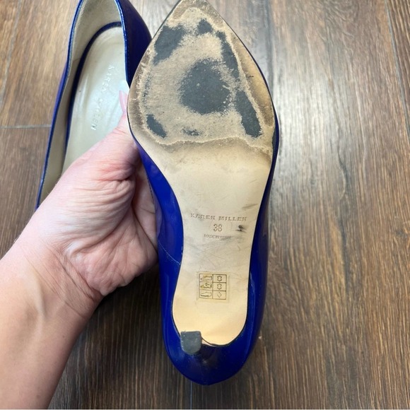 Karen Mullen Blue patent pointed toe pump SZ 38 - Picture 5 of 10